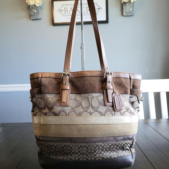 Coach Handbags - Coach Signature Striped Purse